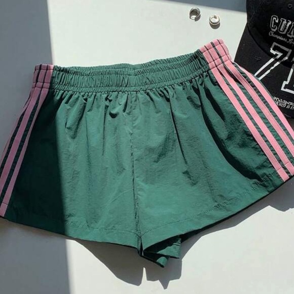 Green and Pink Striped Track Shorts | size Small | Brand New - Picture 8 of 9
